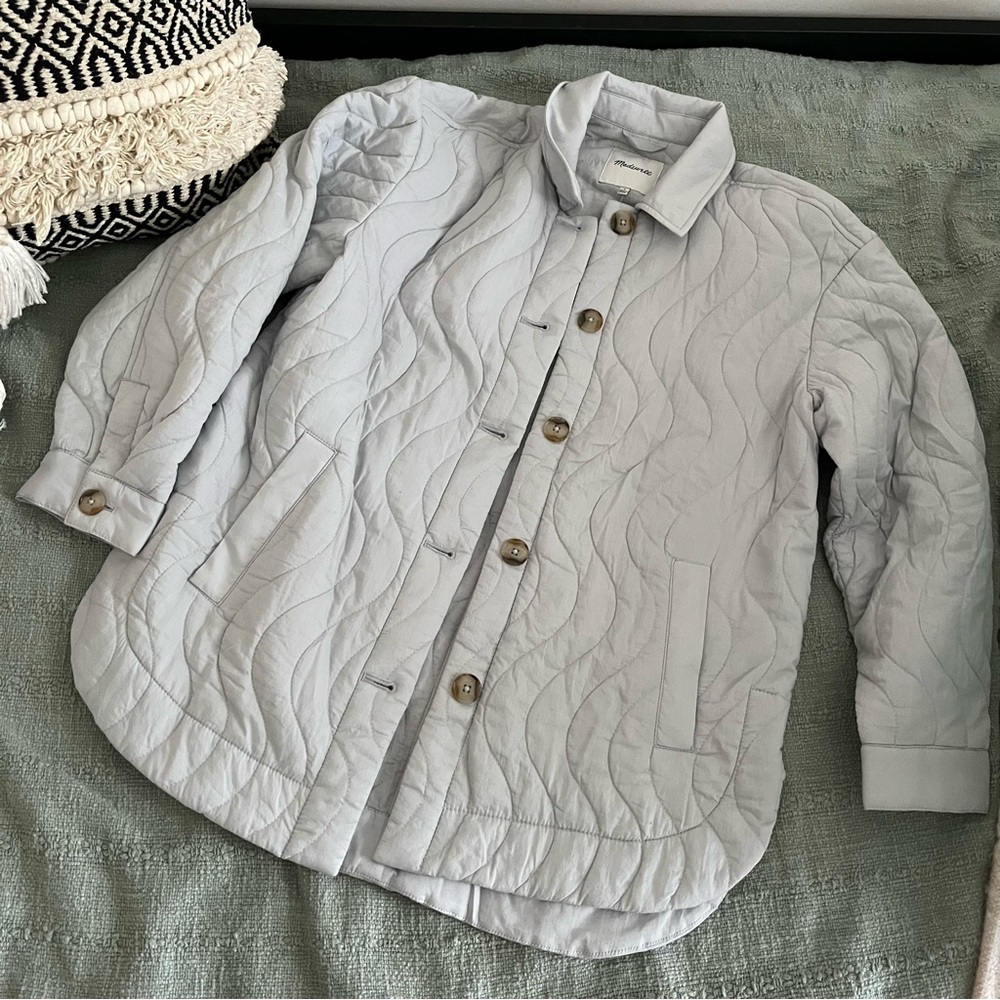Madewell Quilted Belrose Shirt-Jacket Cool Fog